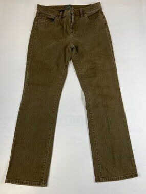 Lauren Ralph Lauren Women 12 Brown Straight Leg Jeans LRL High Rise Stretch
